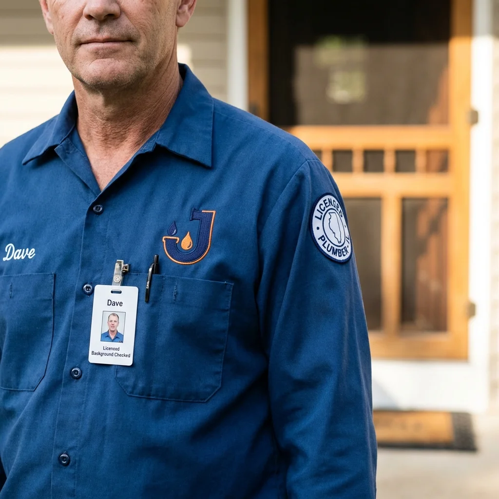 Licensed plumber showing ID badge in Slayton, MN