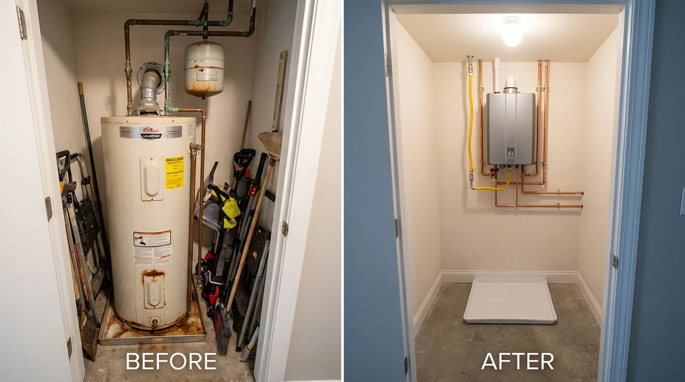 Tank water heater versus wall-mounted tankless unit comparison for Slayton, MN homeowners